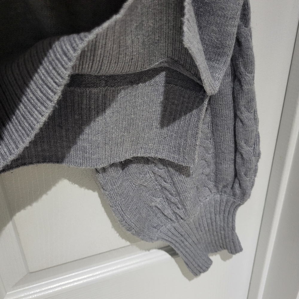 Mexx Cropped Women's Knit Grey Sweater Cableknit Size M - Picture 8 of 10